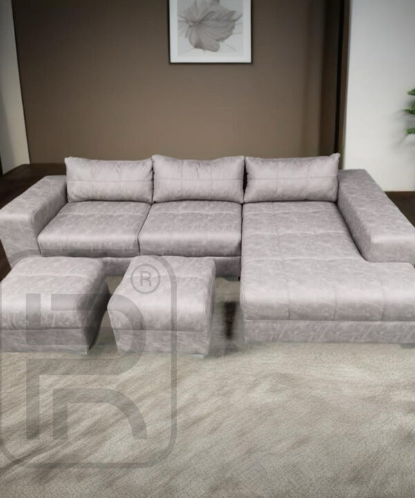 LEONARDO L-shape Couch + 2 Ottomans