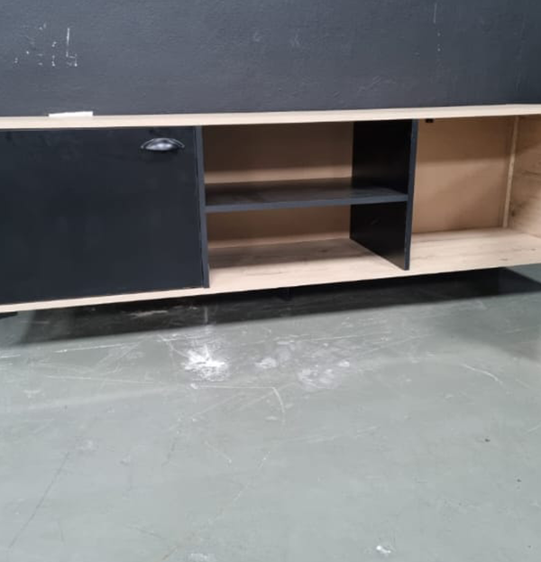 Black-on-Oak TV Stand