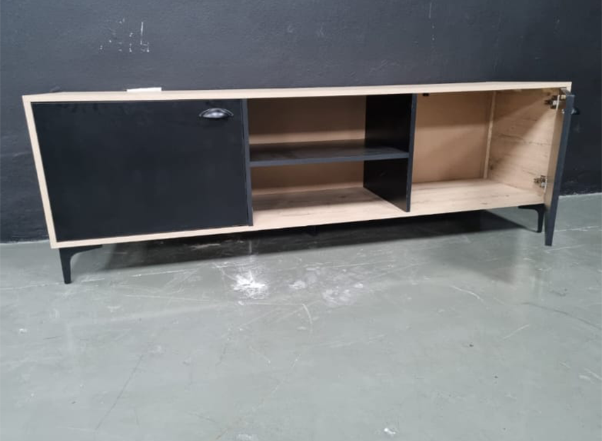 Black-on-Oak TV Stand